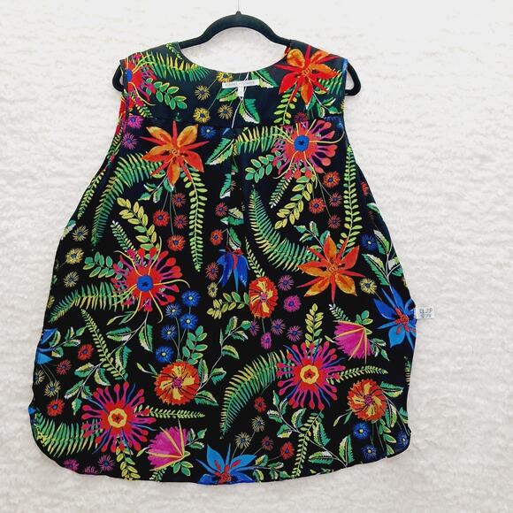 Blouse Size 2X Floral Tropical Whimsycore Fairy Bold Maximalist Vacation Resort - Picture 13 of 16